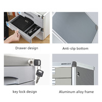 Archivador de Almacenamiento de Archivos GLosen Multifuncional de Aleación de Aluminio, con Ruedas, Bloqueable, de Tres Niveles, Personalizable, con Acabado Brillante, para Oficina