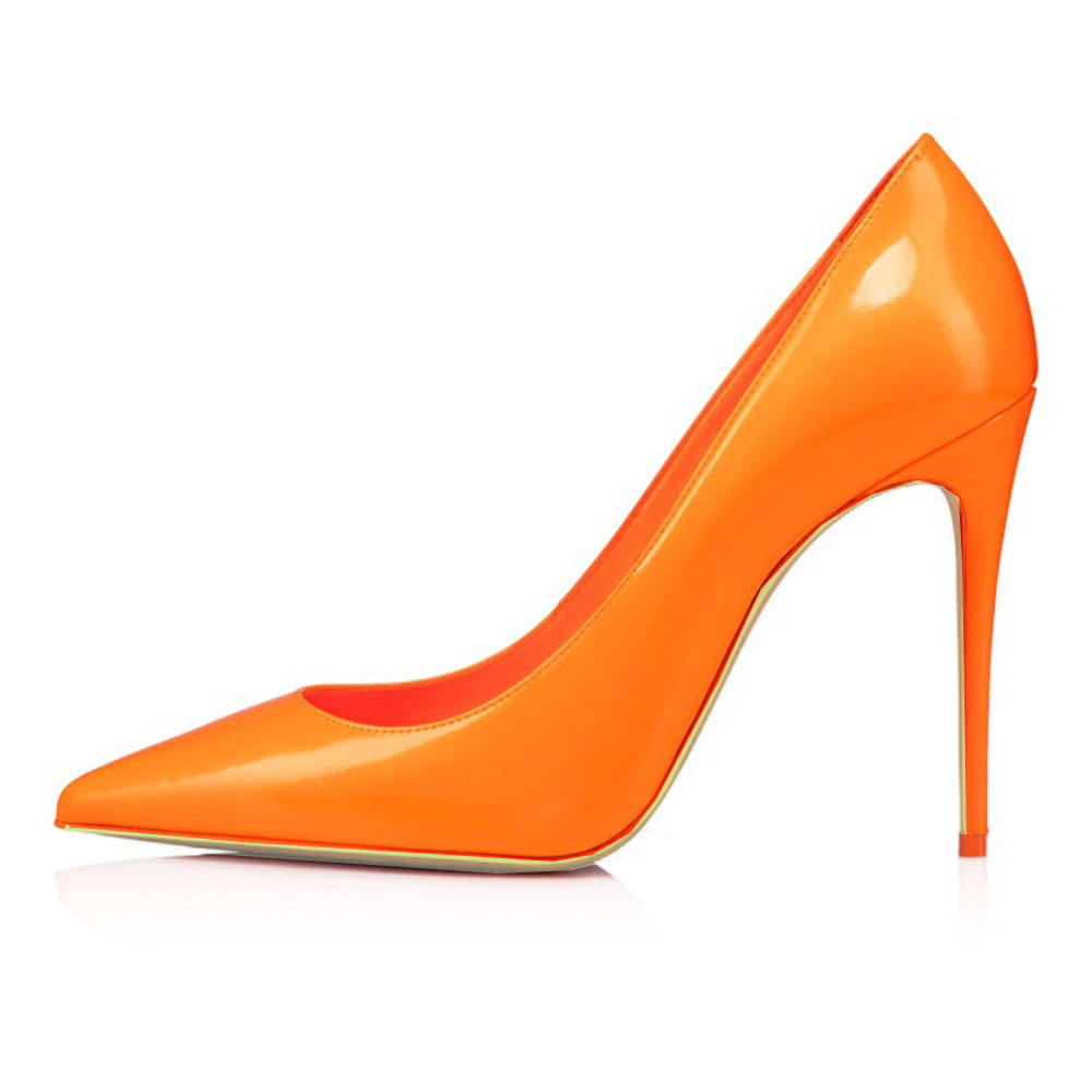 Luxury High Heels Pumps Designer Orange Wedding Pointed Toe Heel Slip on  Thin High Heels