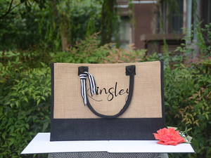 Sac à provisions étanche EVA de grande capacité avec support d'épaule de qualité supérieure en toile de jute avec logo personnalisé et ruban de luxe - Product Image 2