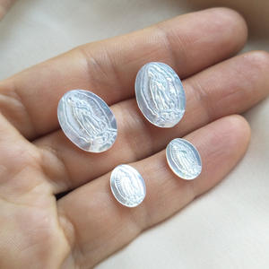 Pendentif en grosse pierre naturelle, caméo, jésus de jésus, mère de perle, religieux pour pendentif - Product Image 6