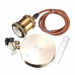 Support de lampe suspendue rétro vintage E27 E26, douille d'ampoule pour plafonnier avec câble en <span class=keywords><strong>tissu</strong></span> de 1 m, plaque de plafond 100*20 mm - Product Image 2