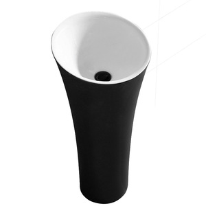 <b>Round</b> Ceramic Pedestal <b>Basin</b> Single Hole One Piece Freestanding Washbasin For Bathroom Household Use - Product Image 5