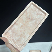 Plateau rectangulaire moderne en marbre rose crème pour bougies, bijoux, bagues, collations, présentation de table, décoration d'hôtel, de fête et de maison