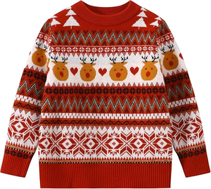 Custom Manufacturer Jacquard Red Knitted Style Thick Oversize Pullover Knitwear Sweater <strong>Christmas</strong> <strong>Jumper</strong> <strong>Girls</strong> Sweater - Product Image 3