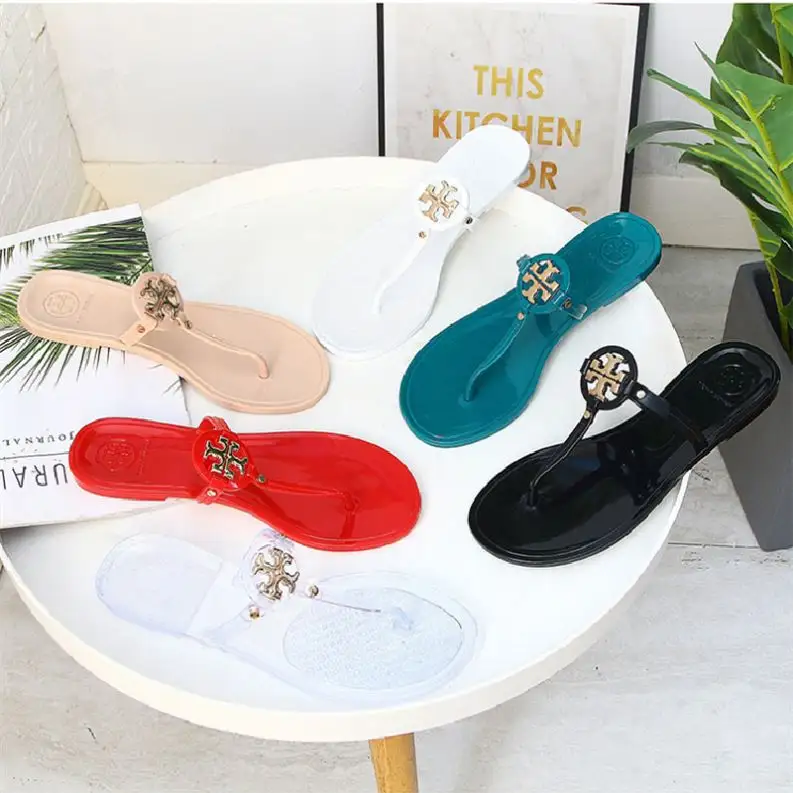 Samcci Summer Girls Fashion PVC Ladies Crystal Flip Flops Women Jelly Flip Flops Wedding Flat Beach Slipper