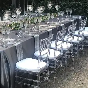 Cadeiras Chiavari de cristal transparente em resina para aluguel de hotel de alta qualidade para aluguel de casamento