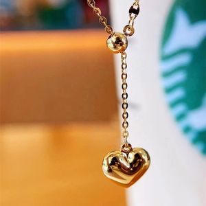 Collier ajustable avec pendentif en forme de cœur en or véritable 18 carats, bijoux élégants pour femmes, tendance Xinfly Ins. - Product Image 2