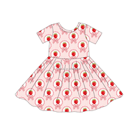 Robe d'été personnalisée pour filles en fibre de bambou, à manches courtes, imprimée, coupe trapèze, pour les fêtes, les vacances et le quotidien