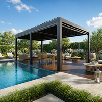 Pergola bioclimatique motorisée en aluminium de haute qualité, imperméable et pare-soleil, installation facile pour usage en jardin