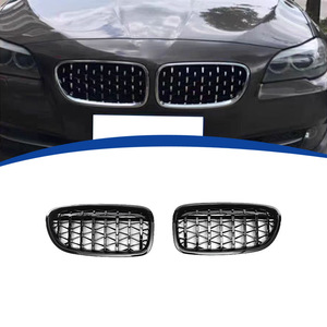 Parrilla Delantera BMW para Serie 5 F10 Modelo Meteor 2011-2016, Negro Brillante y Medio Plateado, Material ABS - Product Image 1