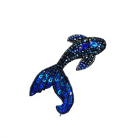 Gillian Patchs brodés thermocollants en forme de poisson, 3D, perlés et à sequins, pour vêtements et chapeaux, style à coudre, en tissu feutre