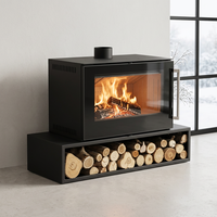 Cheminée autoportante en bois à écran plein en verre certifiée CE, haute efficacité 89%, chauffage 19/23KW pour Villa, Hôtel, Restaurant, OEM ODM