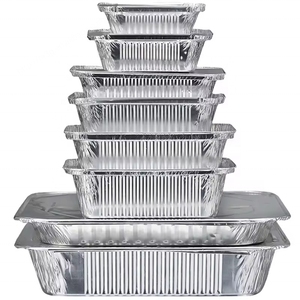 RE3G Buen Precio Venta al por mayor Varios Tamaños Bandeja de papel de aluminio Sartenes de aluminio Rectangular Contenedor de papel de aluminio plateado - Product Image 1