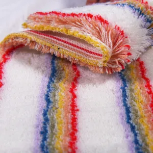White background red orange yellow blue stripe polyester Woven flannelette with paint brush
