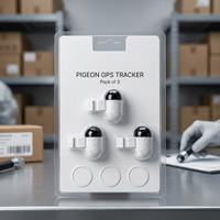 Localisateur GPS pour bagues de pigeon à marque privée pour les marques de détail, avec emballage personnalisé, gravure de logo et graphisme de carton