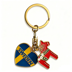 Precio de fábrica personalizado Vintage Metal Suecia bandera vikingos caballo diseño recuerdo llavero Aleación de Zinc Suecia recuerdo llavero - Product Image 6