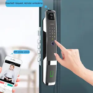 Serrure biométrique de porte, prix le plus bas, œil de chat, judas, Smart Life, application WiFi, carte de Code, déverrouillage par empreinte digitale