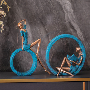 Figurine de danseuse de yoga abstraite en résine circulaire, artisanat artistique, décoration d'intérieur, salon, entrée, hall, présentoir - Product Image 2