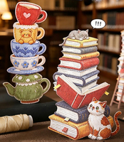 12 autocollants par paquet, série Stacking Yarn, autocollants brodés réalistes, décorations mignonnes