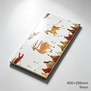 Azulejos de Pared de Porcelana Étnicos Modernos de 400x200mm, Brillantes, con Motivo de Ciervo, en Tonos <span class=keywords><strong>Tierra</strong></span>, para Decoración de Restaurantes, Baños y Paredes Destacadas - Product Image 1