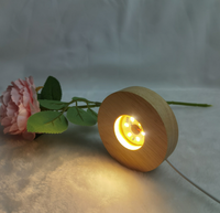 Lampe en bois 3D à LED Couleur RVB Base de veilleuse Télécommande USB Base de lampe en bois décorative de bureau