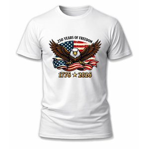 เสื้อยืดวันครบรอบอเมริกา 250 ปี วันประกาศอิสรภาพครบรอบ 250 ปี ลายอินทรีสหรัฐอเมริกา 1776 2026 เสื้อยืดเสรีภาพรักชาติ - Product Image 1