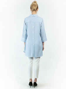 Chemisier d'été ample à rayures pour femme 2025, manches courtes, style bureau, taille XL, uni, respirant, pour printemps-automne - Product Image 2