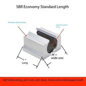 Palier linéaire en aluminium-plastique à glissière allongée antirouille autolubrifiant SBR12 16 20 25 30 35 40LUU support en aluminium - Product Image 5