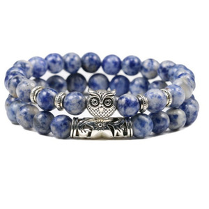 G4197 venta al por mayor 8mm 2 unids/set pulsera de cuentas cadena amazónica piedra volcánica Lava búho encanto cuentas pulseras joyería - Product Image 3