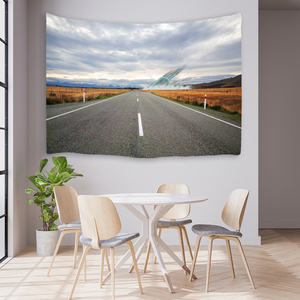 <span class=keywords><strong>Tapisserie</strong></span> murale à motif de paysage routier, montagne enneigée, plage - Product Image 1
