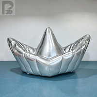 Bateau gonflable géant argenté avec logo personnalisé, grand bateau gonflable pour la publicité et la décoration d'événements