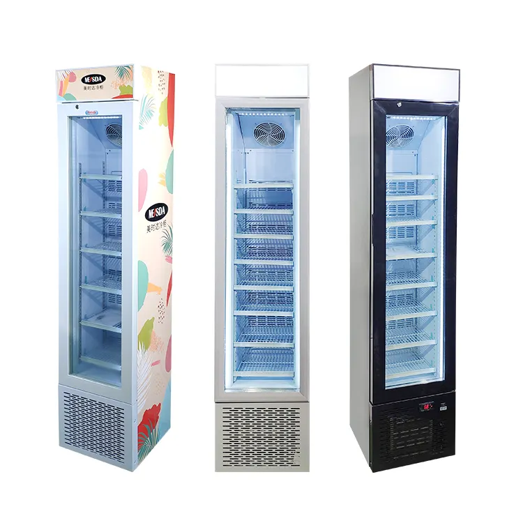 Meisda vendita calda SD105B congelatore commerciale verticale per gelato congelato con porta in vetro