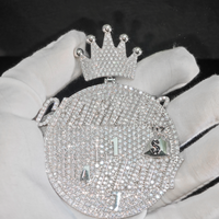 Pendentif personnalisé Hip Hop en argent, serti de moissanite couleur GRA D, motif couronne et sac d'argent, pour chaînes cubaines, passe le test du diamant