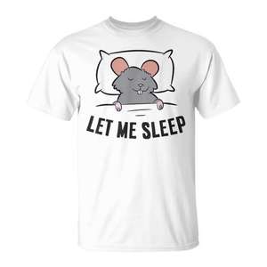 Camiseta Tired Rat Let Me Sleep con diseño de ratón gris, camiseta divertida para dormir - Product Image 1