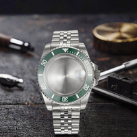 Kit de Mod 40MM Boîtier en Acier Inoxydable avec Bracelet 5 Pièces, Bague en Céramique, Verre Saphir pour Mouvement NH34/NH35