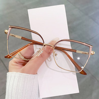 Lunettes de jeu anti-lumière bleue œil de chat à motif géométrique solide, monture métallique, verres photochromiques, effet diamant