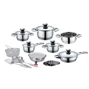 Customized 21Pcs Kitchen Stainless Steel Cook Set Non Stick Cooking Pot Casserole Cookware Set