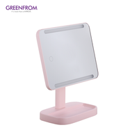 Miroir de maquillage cosmétique en plastique à angle réglable pour le bureau.