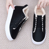 Sepatu Sneakers Kulit Lembut Grosir Langsung dari Pabrik, Sepatu Hangat Berbulu, Sepatu Berkualitas Tinggi untuk Wanita