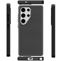 Bouton d'appareil photo en métal Fibre de carbone texturé mat coques de téléphone couverture pour Samsung Galaxy S25 Plus S25 Ultra protection couverture arrière