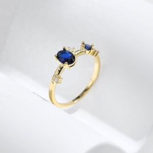 Custom Fine 925 Sterling Silver Cheap <span class=keywords><strong>Promise</strong></span> Ring Cubic Zirconia Mulheres Simples Vermelho Empilhável Safira Casamento Banhado A Ouro Anéis - Product Image 2