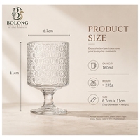 Gobelet en verre transparent de style européen, fabriqué directement à Xuzhou |   Verre à vin rouge esthétique à pied côtelé |   Écologique
