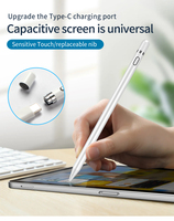 Stylet en métal et plastique pour iPad Pro/Mini/Air et tablettes Android, noir/blanc, attraction magnétique, longue autonomie