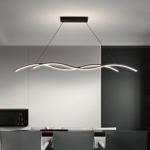 Modern Minimalist Art Wave <b>Dining</b> Room Chandelier Long Narrow Creative Unique Designer Pendant <b>Light</b> for Bar Counter Table - Product Image 5