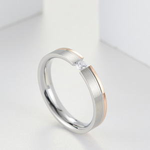 yunnique minimalist style, diamond-encrusted rose gold, karat stone, <b>titanium</b> steel elegant women's <b>ring</b>, brushed f - Product Image 2