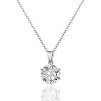 Kalung Liontin Lingkaran Moissanite Perak S925 Enam Cakar Rantai Klavikula Pasokan Langsung Pabrik Mewah Elegan Serbaguna