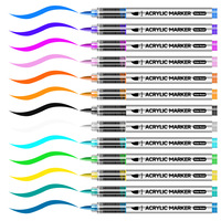 Marqueurs de peinture acrylique à flux direct, pointe souple non double face, pour le graffiti et le dessin DIY sur verre, ensemble pour étudiants - Vente chaude