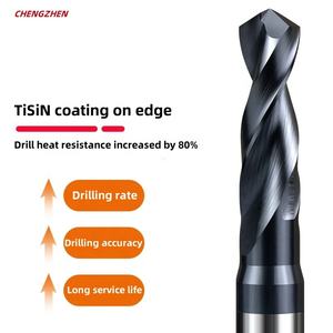 HRC55 Karbür Alaşımlı Tungsten Çelik Süper Sert AlTin Kaplamalı 2 Kanallı Düz Saplı Monolitik Matkap CNC Makinesi için OEM - Product Image 4