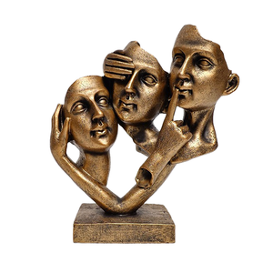 Silence Is Golden Statue Modern Model Figurines Simple Human Face <b>Resin</b> Hand-Painted Housed Eco Love Theme Ornament Art Decor - Product Image 1