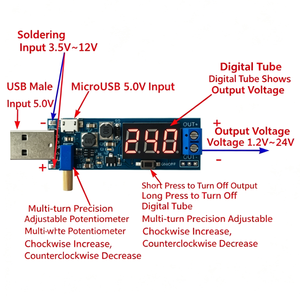 Module régulateur de puissance USB DC-DC 5V vers 3.3V 9V 12V 24V, module d'alimentation de bureau - Product Image 4